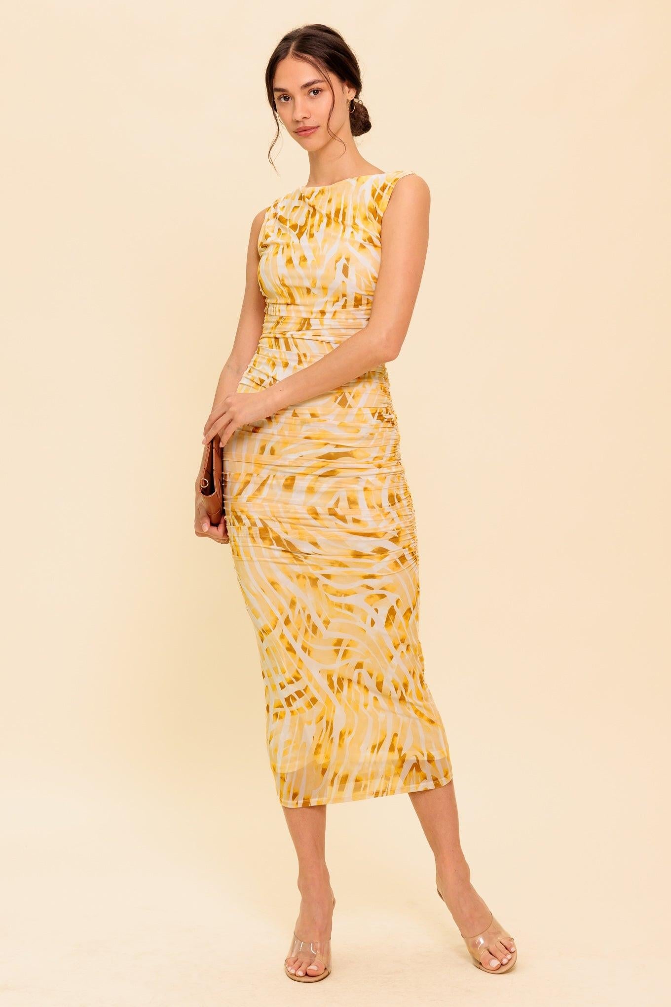 SWEET AS EVER POWER MESH BODYCON MIDI DRESS Flying Tomato