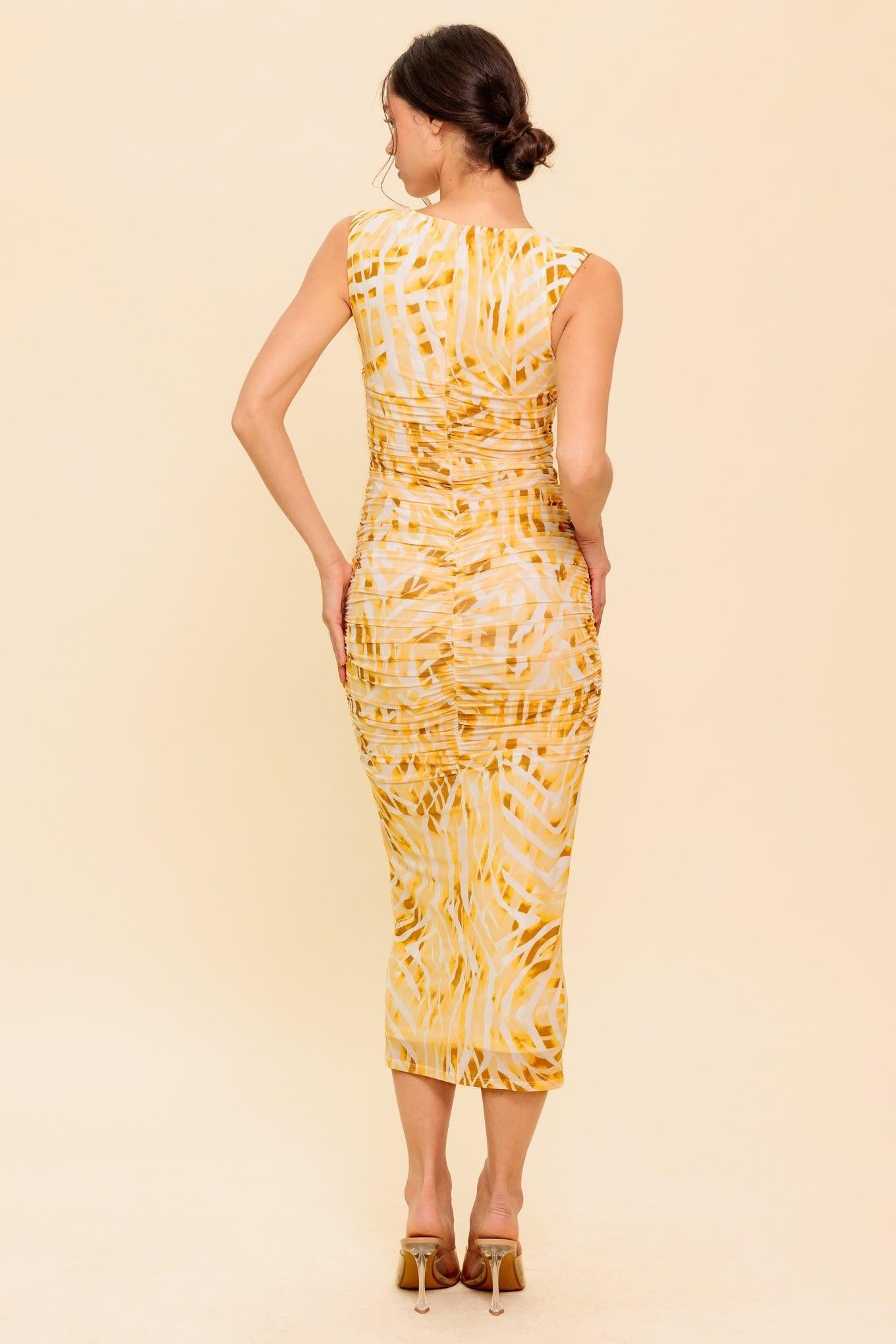 SWEET AS EVER POWER MESH BODYCON MIDI DRESS Flying Tomato