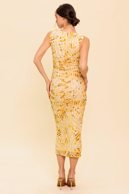SWEET AS EVER POWER MESH BODYCON MIDI DRESS Flying Tomato