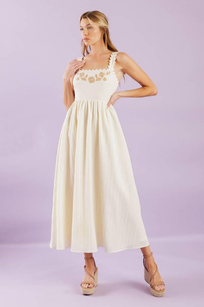 TOTAL CRUSH CREAM WOVEN MIDI DRESS Flying Tomato