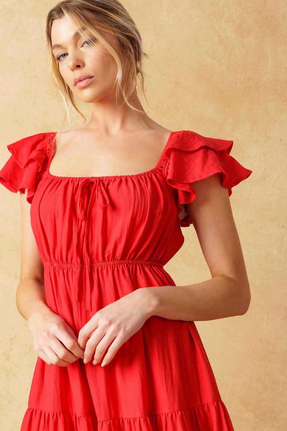GET WITH IT WOVEN MIDI DRESS Flying Tomato