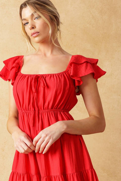 GET WITH IT WOVEN MIDI DRESS Flying Tomato