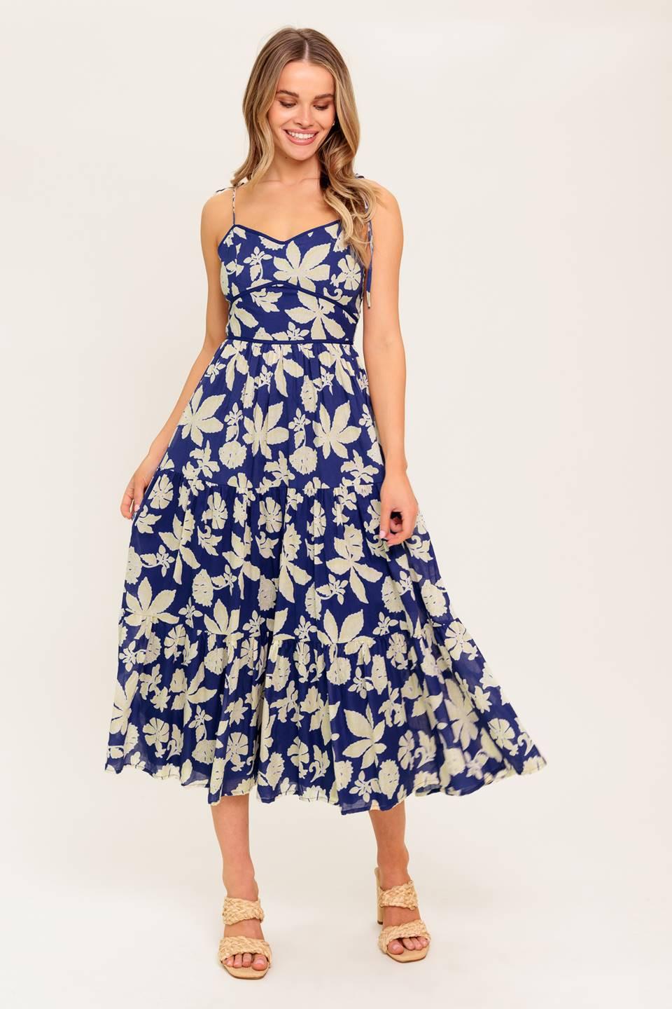PETALS IN THE WIND WOVEN MIDI DRESS Flying Tomato