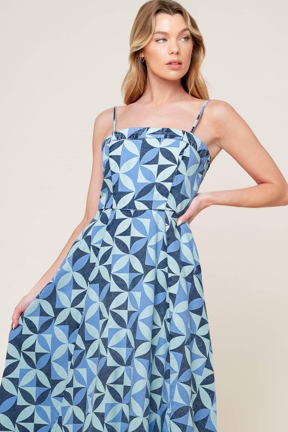 GWENNY BLUE DENIM MIDI DRESS Flying Tomato