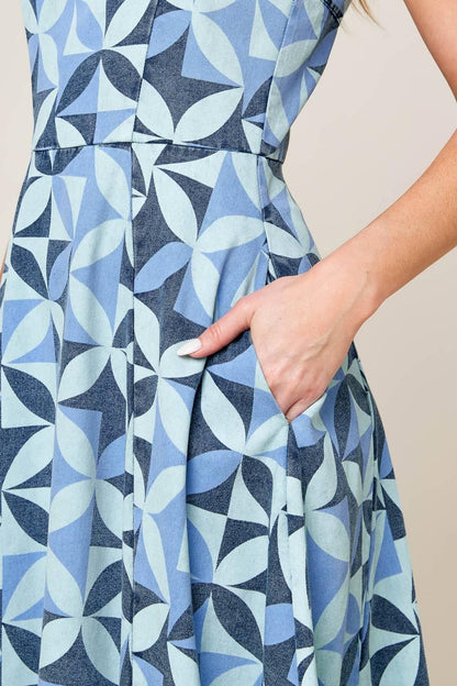 GWENNY BLUE DENIM MIDI DRESS Flying Tomato