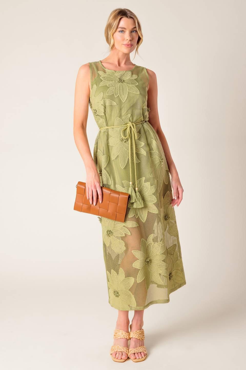 IN MY FREE TIME WOVEN LACE MIDI DRESS Flying Tomato