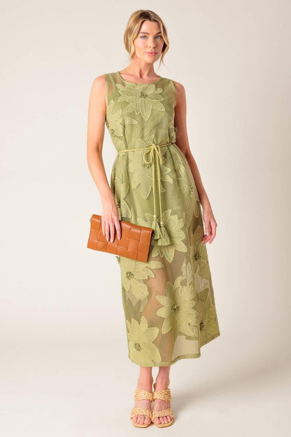 IN MY FREE TIME WOVEN LACE MIDI DRESS Flying Tomato