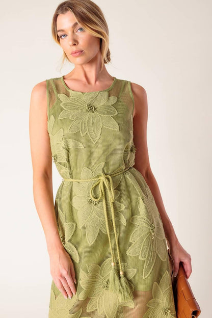 IN MY FREE TIME WOVEN LACE MIDI DRESS Flying Tomato