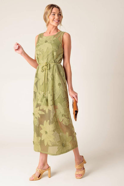 IN MY FREE TIME WOVEN LACE MIDI DRESS Flying Tomato