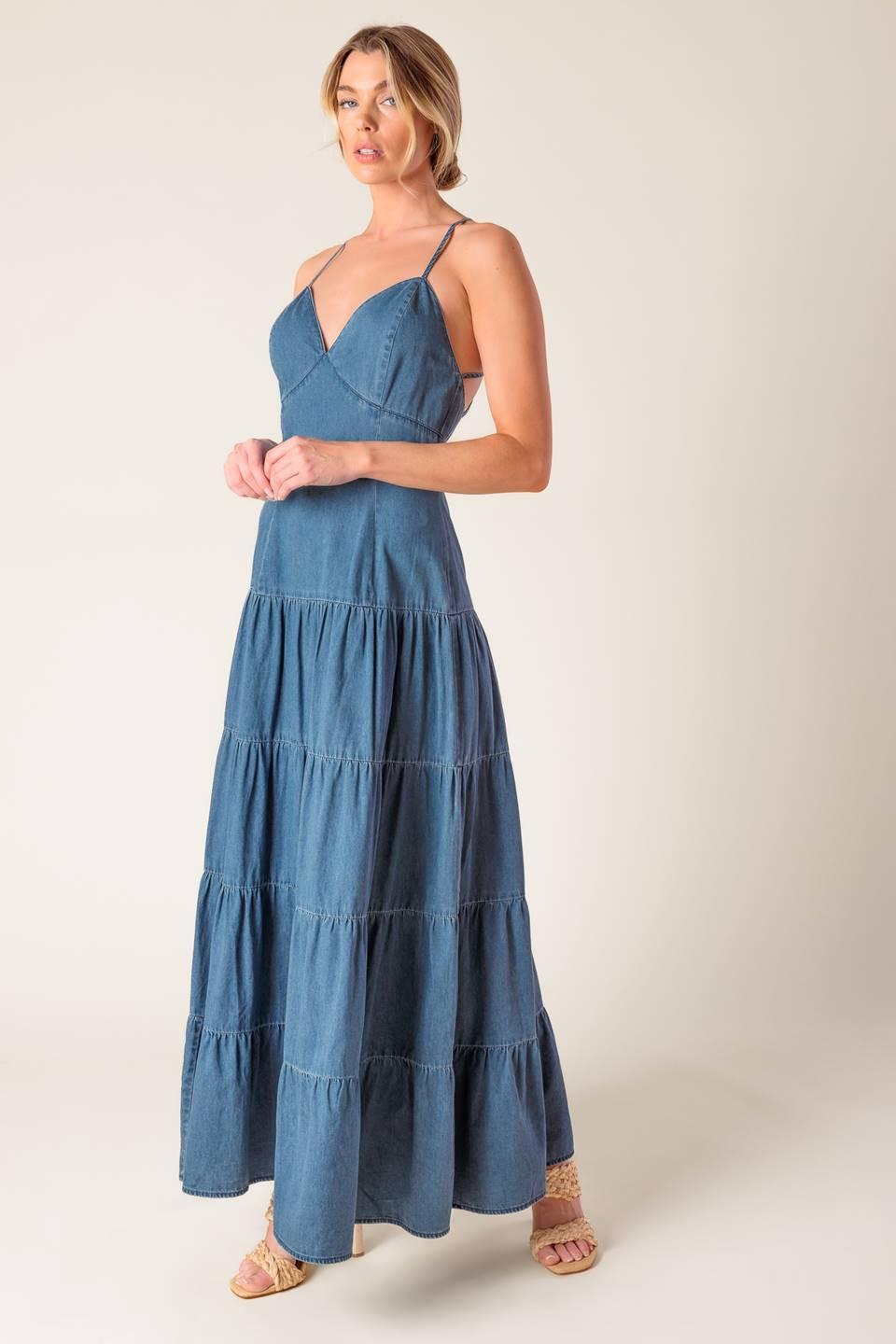 SUNDAY BEST CHAMBRAY MIDI DRESS Flying Tomato