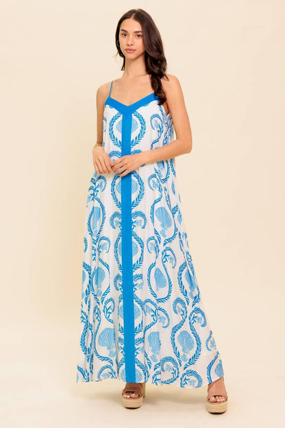 WEEKEND GETAWAY BLUE WOVEN MAXI DRESS Flying Tomato