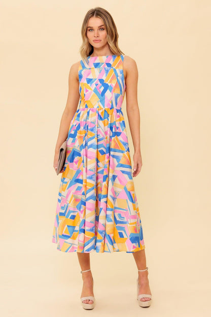 PATTON PARK BLUE WOVEN MIDI DRESS Flying Tomato