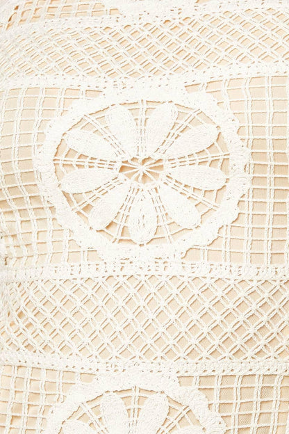 PRETTIEST ENERGY CREAM LACE MIDI DRESS Flying Tomato