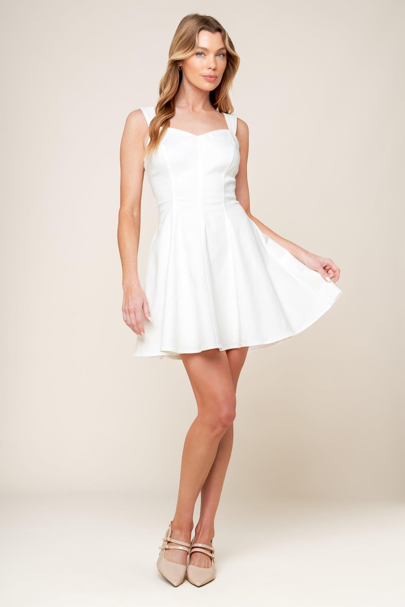 LAST YOUR CHANCE DENIM WOVEN MINI DRESS Flying Tomato