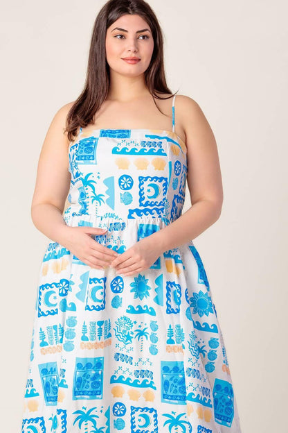 FLOWER GIRL BLUE WOVEN MIDI DRESS Flying Tomato