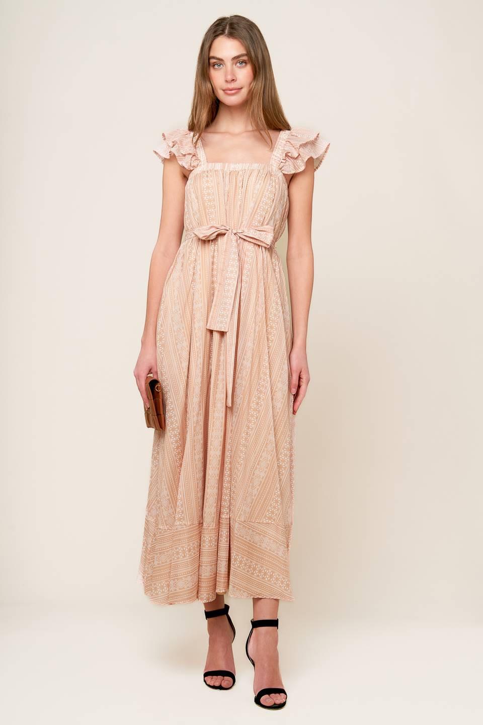 FROLIC THROUGH FIELDS WOVEN MIDI DRESS Flying Tomato