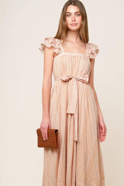 FROLIC THROUGH FIELDS WOVEN MIDI DRESS Flying Tomato