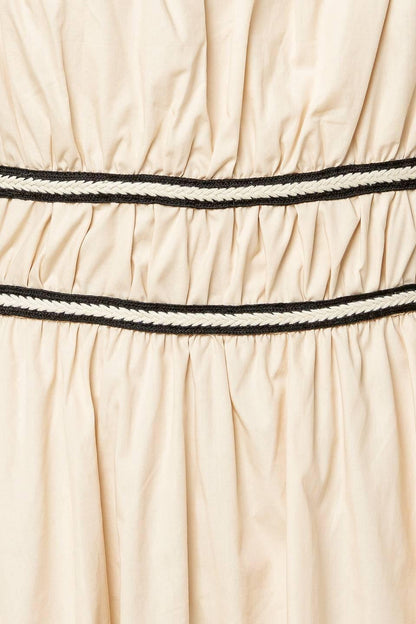 TERRIFIC TIMING CREAM WOVEN MIDI DRESS Flying Tomato