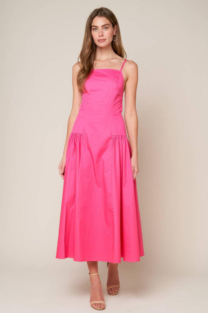 SLEEK ESSENCE WOVEN MIDI DRESS Flying Tomato