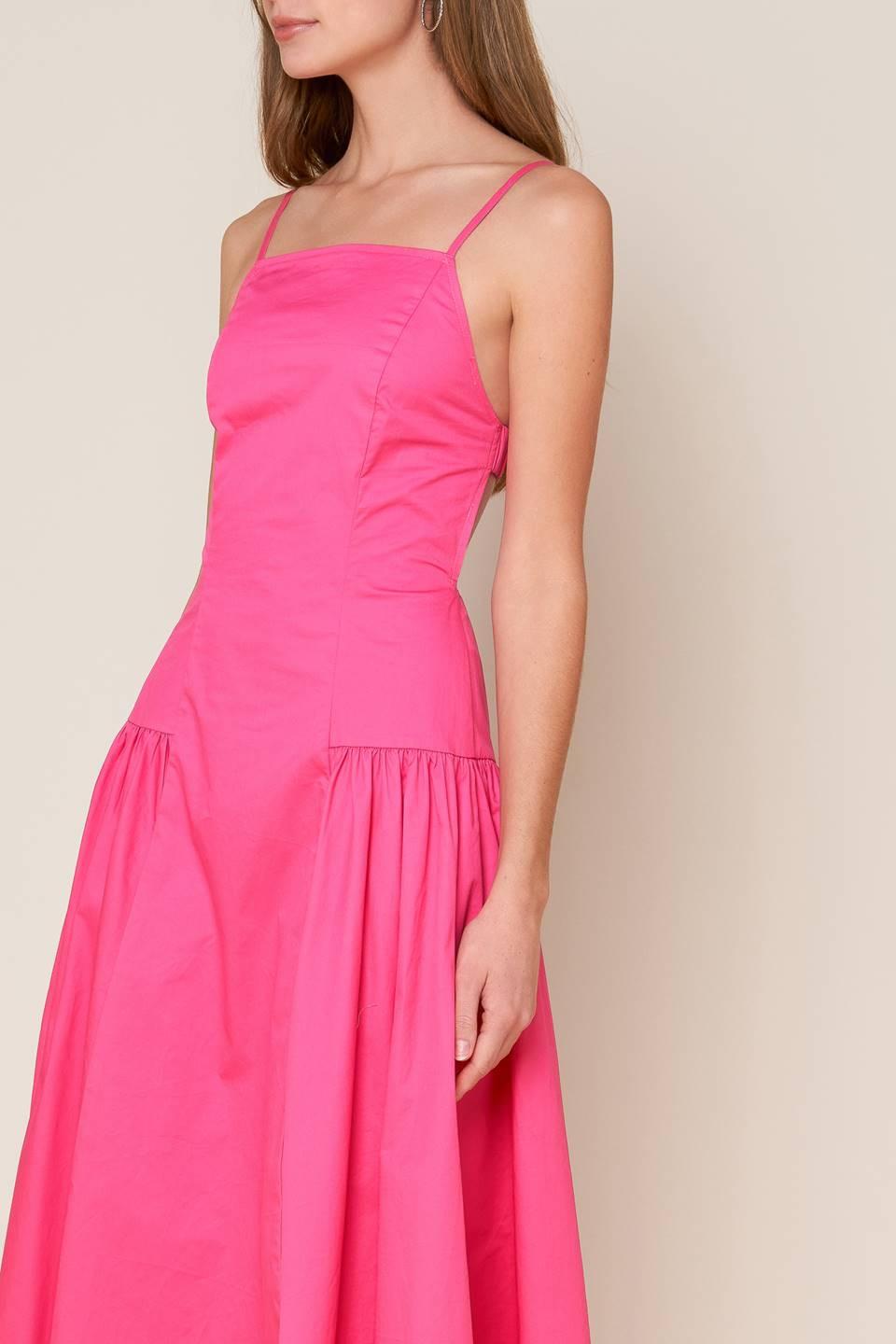 SLEEK ESSENCE WOVEN MIDI DRESS Flying Tomato