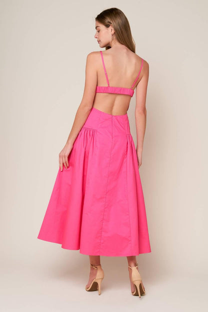 SLEEK ESSENCE WOVEN MIDI DRESS Flying Tomato