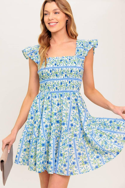 FAIRFAX GERANIUM WOVEN MINI DRESS Flying Tomato