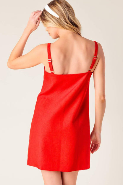 CHASING JOY RED WOVEN MINI DRESS Flying Tomato