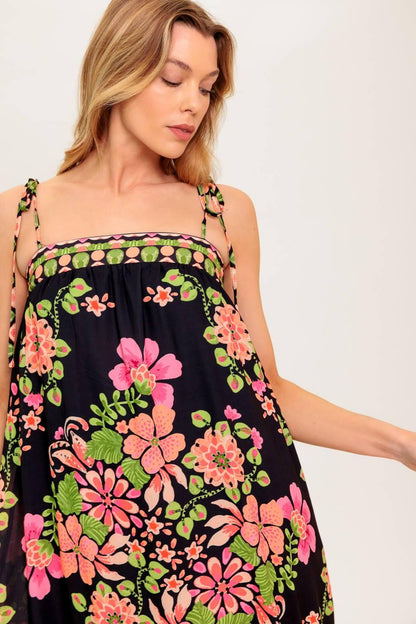 SUMMER GLOW BLACK WOVEN MAXI DRESS Flying Tomato
