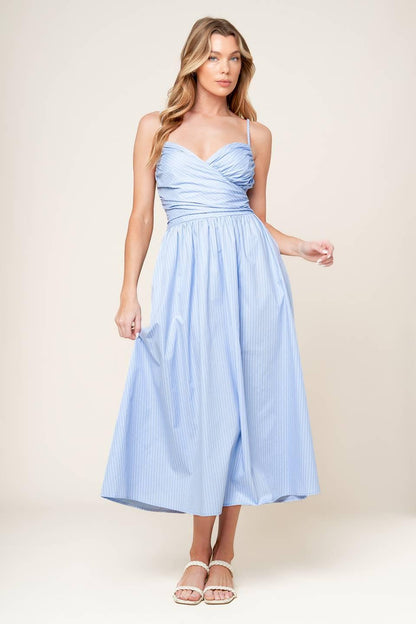 SUMMER INVITE PASTEL BLUE WOVEN MIDI DRESS Flying Tomato