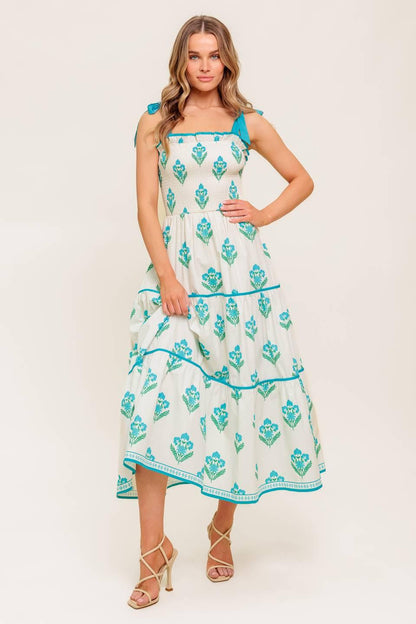 MIDNIGHT BOTANICA WOVEN MIDI DRESS Flying Tomato