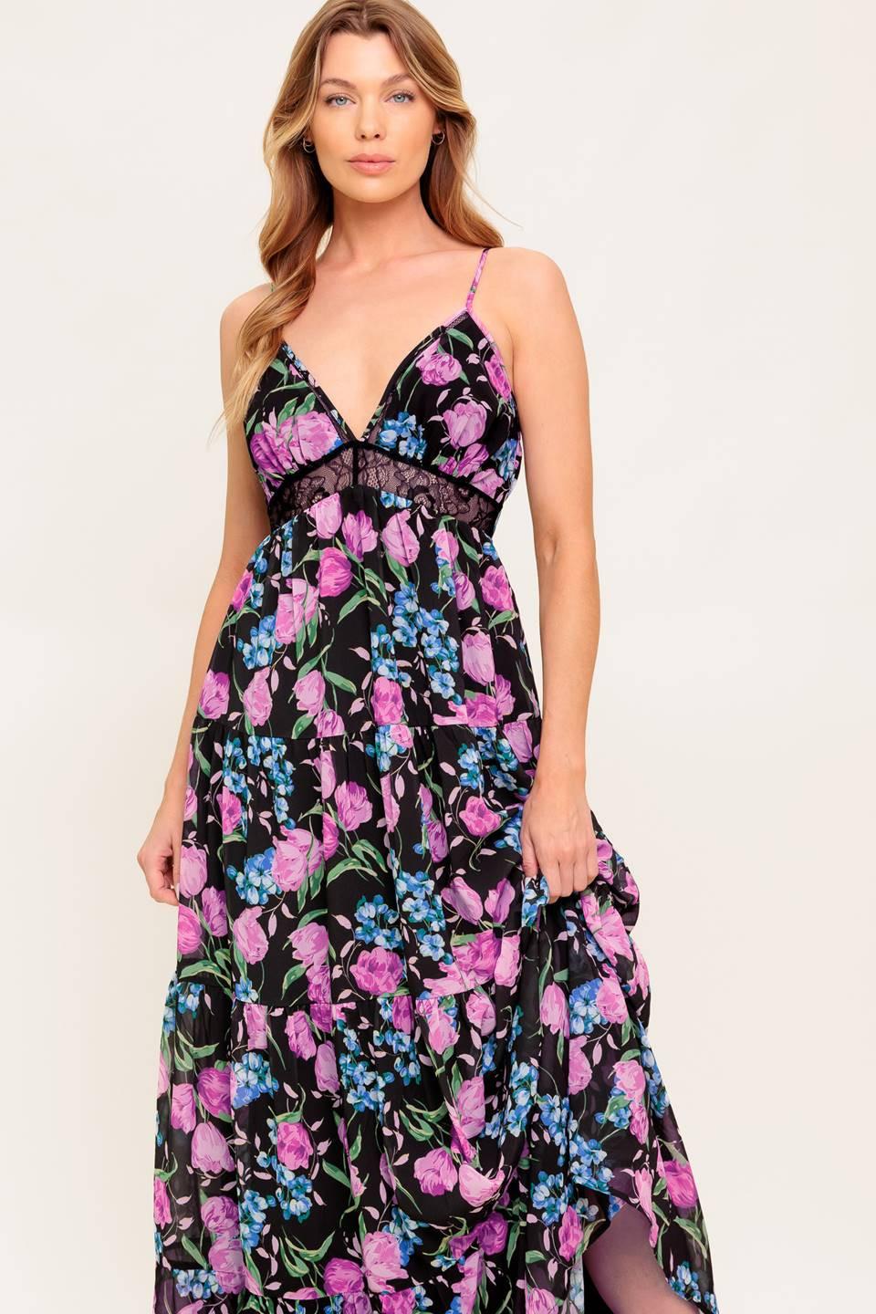 PURE SUNSHINE BLACK WOVEN MAXI DRESS Flying Tomato