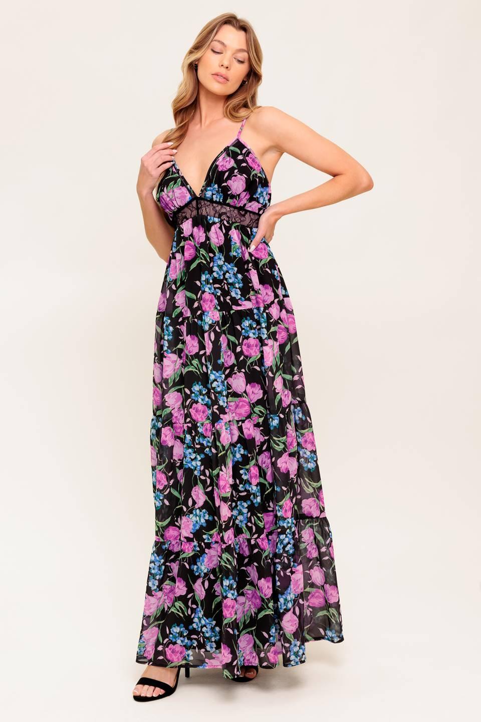 PURE SUNSHINE BLACK WOVEN MAXI DRESS Flying Tomato