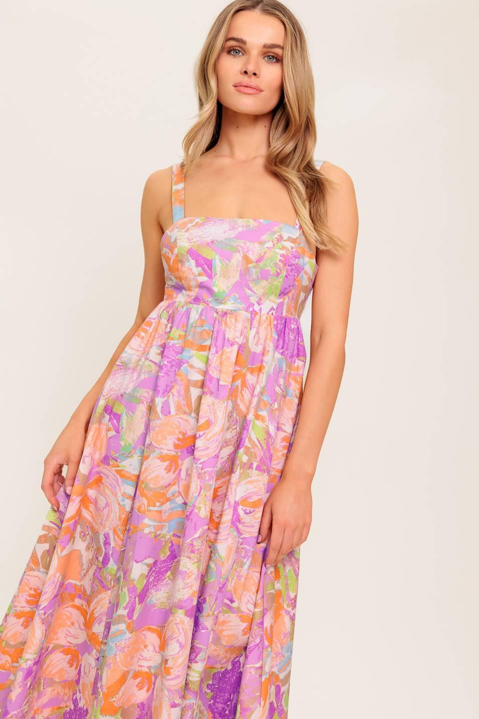 BREEZE SONG PINK WOVEN MIDI DRESS Flying Tomato