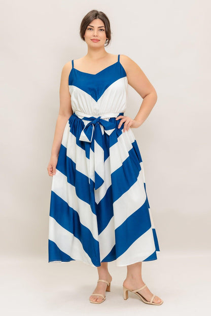 RADIANT HEART NAVY WOVEN MIDI DRESS Flying Tomato