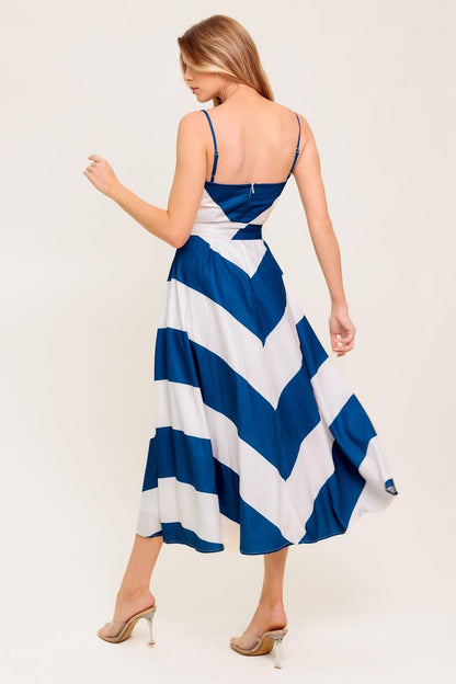 RADIANT HEART NAVY WOVEN MIDI DRESS Flying Tomato