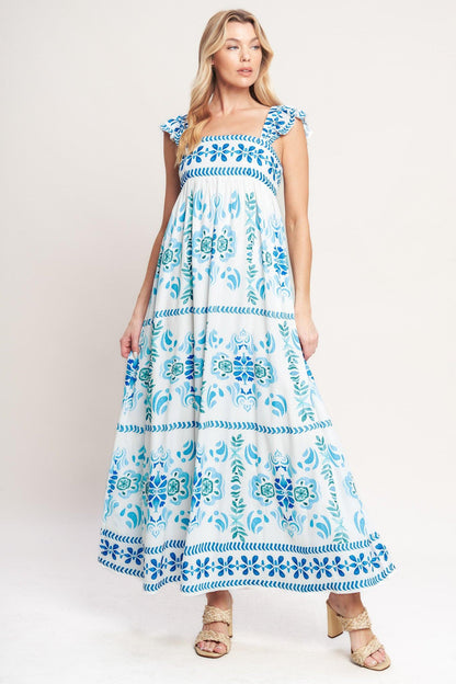 WALKING ON THE COAST WOVEN MAXI DRESS Flying Tomato