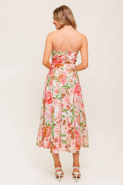 BLUSHING DAWN PINK WOVEN MIDI DRESS Flying Tomato