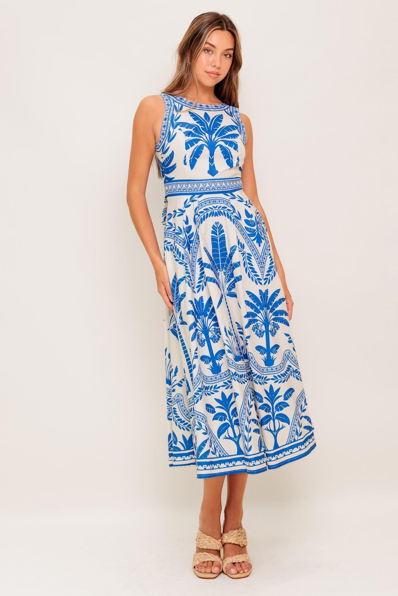 OCEAN PETALS WOVEN MIDI DRESS Flying Tomato