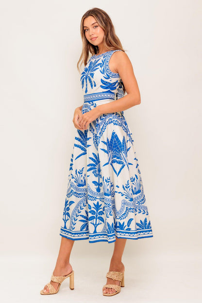 OCEAN PETALS WOVEN MIDI DRESS Flying Tomato