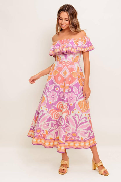 CABANA DREAM LAVENDER WOVEN MIDI DRESS Flying Tomato