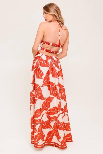 FIRST GLANCE RED WOVEN MIDI DRESS Flying Tomato