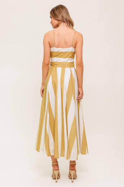 SOFT HORIZON TAUPE WOVEN MIDI DRESS Flying Tomato