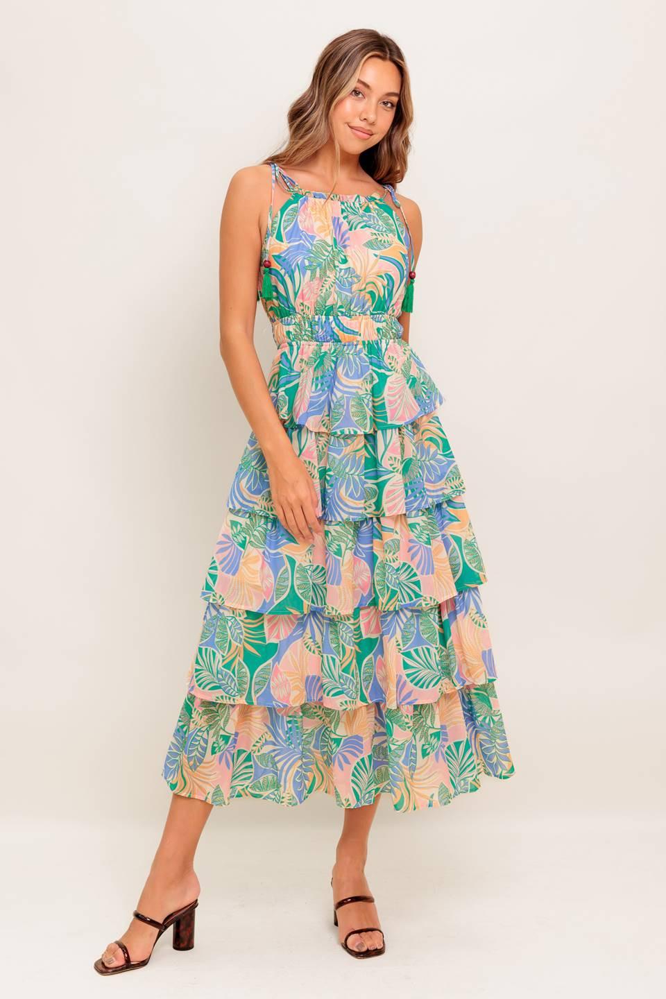 CABANA DREAMS WOVEN MIDI DRESS Flying Tomato