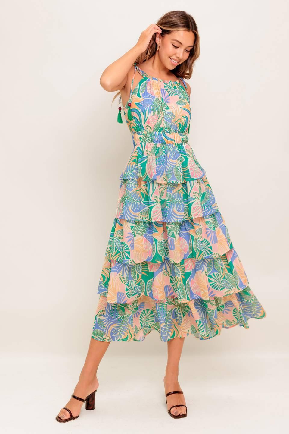 CABANA DREAMS WOVEN MIDI DRESS Flying Tomato