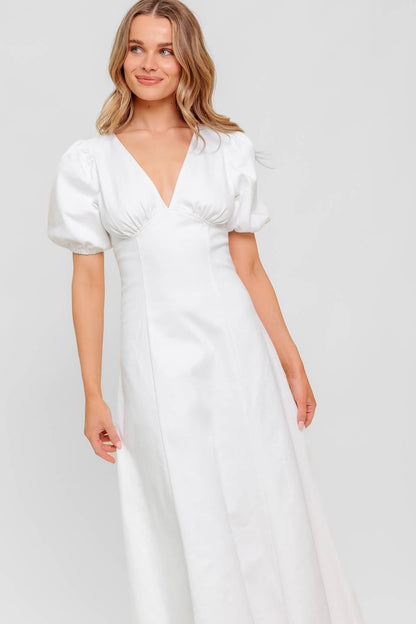 SECRET VINE GLOW WOVEN TWILL MIDI DRESS Flying Tomato
