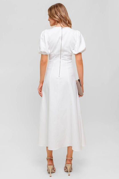SECRET VINE GLOW WOVEN TWILL MIDI DRESS Flying Tomato