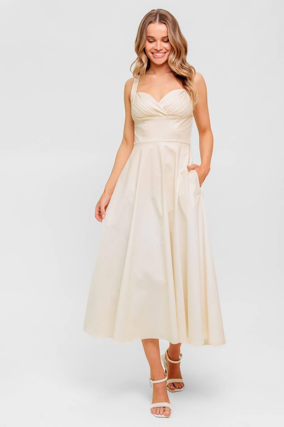 OCEAN SHEEN TENDER CREAM WOVEN MIDI DRESS Flying Tomato