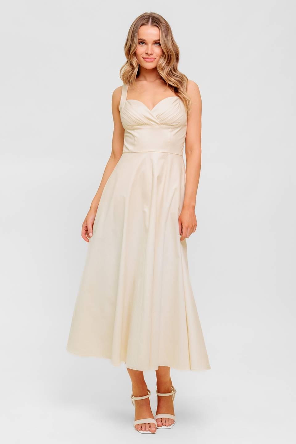 OCEAN SHEEN TENDER CREAM WOVEN MIDI DRESS Flying Tomato