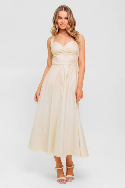 OCEAN SHEEN TENDER CREAM WOVEN MIDI DRESS Flying Tomato