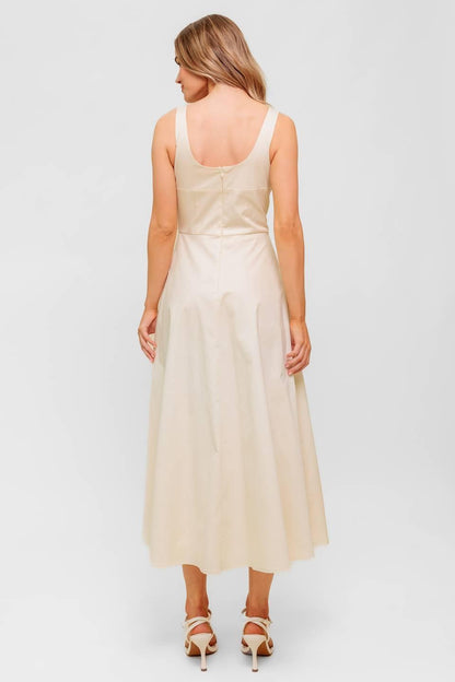 OCEAN SHEEN TENDER CREAM WOVEN MIDI DRESS Flying Tomato